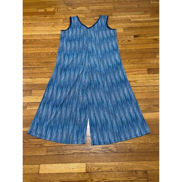 Lularoe Womens Natalie Jumpsuit Size XL Blue Striped Wide Leg Cropped Stretch - Picture 6 of 6